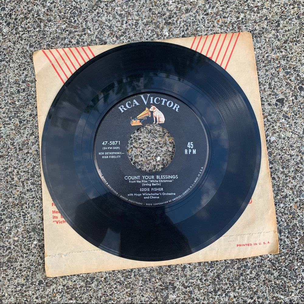 RCA Victor Eddie Fisher 45 RPM Record // “Count Your Blessings” & “Fanny”